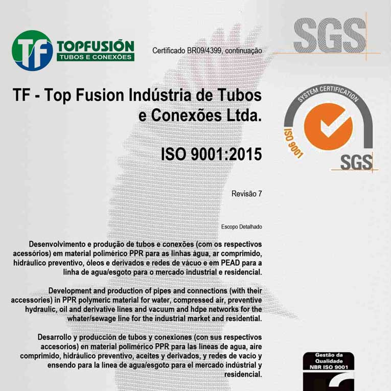 Qualidade: TOPFUSIÓN renova certificação ISO 9001